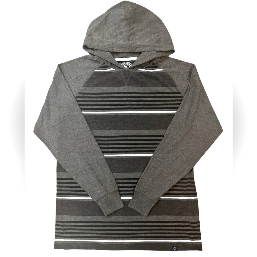Street Rules Clothing Co Casual Hoodie Shirt Mens XL Gray Striped Long Sleeve